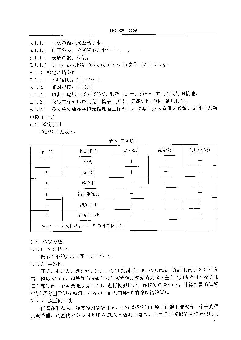 原子熒光光度計(jì)計(jì)量檢定規(guī)程JJG 939-2009